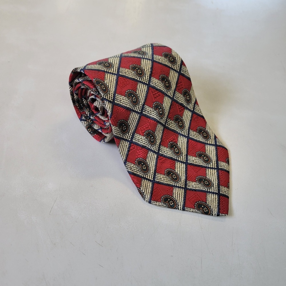 Vintage Brooks Brothers Men's Burgundy Red Paisley Silk‎ Necktie Tie Made In USA